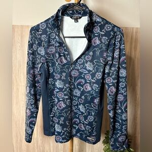 Kerrits Up Tempo Fleece Kids Floral Pattern Shirt - Navy and Pink